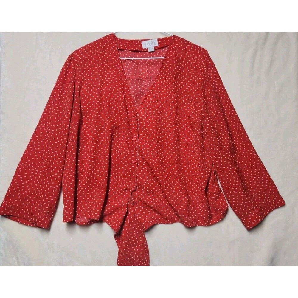 Vixbe Women's Shirt- Size XL - Red with White Poke A Dots 16w X 21L